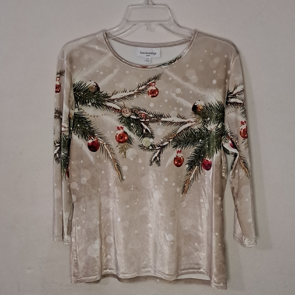 Breckenridge Women's Size Petite XL Festive Long Sleeve Top